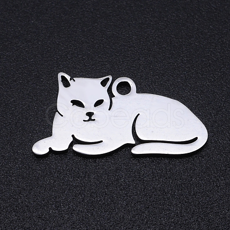 Non-Tarnish 304 Stainless Steel Kitten Pendants A-STAS-N090-JN857-1-1