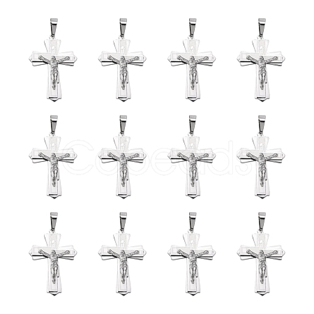 Tarnish Resistant 304 Stainless Steel Crucifix Cross Big Pendants for Easter STAS-V0493-79C-1