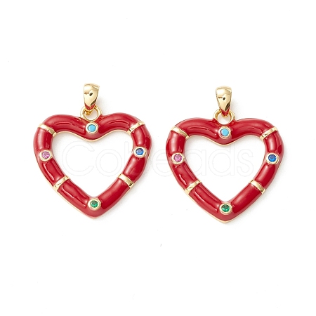 Rack Plating Brass Micro Pave Colorful Cubic Zirconia Pendants KK-D073-07G-01-1