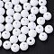 Opaque Acrylic Beads, Round, White, 8x7mm, Hole: 2mm