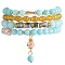 4Pcs 4 Style Natural Malaysia Jade & Synthetic Citrine Stretch Bracelets Set with Glass Beaded, Gemstone Jewelry for Women, Inner Diameter: 2-1/8 inch(5.5cm), 1Pc/style