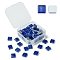 60Pcs Transparent Glass Cabochons, Square, Royal Blue, 9.8x9.8x4mm