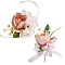 CRASPIRE 2Pcs 2 Style Silk Cloth Imitation Peony Corsage Boutonnieres, with Silk Cloth Imitation Peony Wrist Corsages, for Party Decorations, Pink, 125~890x13~85mm, 1pc/style