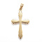 Ion Plating(IP) 304 Stainless Steel Pendants with 201 Stainless Steel Clasp, Cross, Golden, 36.5x22x1mm, Hole: 4x8mm