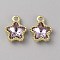 Glass Pendants, with Light Gold Alloy Finding, Star Charms, Medium Orchid, 13x10.5x4mm, Hole: 2mm