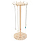 Round Wood Jewelry Necklace Display Organizer Hanging Tower Rack, with Golden Tone Zinc Alloy Hooks, for Necklaces, Bracelets Storage, Bisque, Finish Product: 15.1x41cm