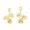 Brass Micro Pave Cubic Zirconia Charms, Rose Charm for Valentine's Day, Real 18K Gold Plated, 16.5x10x5mm, Hole: 1.4mm