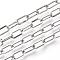 Unwelded Iron Paperclip Chains, Flat Oval, Drawn Elongated Cable Chains, with Spool, Platinum, 10x5x1mm, about 82.02 Feet(25m)/roll