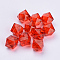 Transparent Acrylic Beads, Faceted, Cube, Red, 8x8x7.5mm, Hole: 1.6mm, about 1730pcs/500g