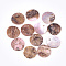 Spray Paint Natural Akoya Shell Pendants, Mother of Pearl Shell Pendants, Flat Round, Indian Red, 15x1~3mm, Hole: 1.1~1.5mm