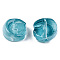 Transparent Spray Painted Glass Beads, Moon with Star, Teal, 14x12.5x5mm, Hole: 1mm