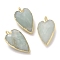 Natural Amazonite Pendants, Faceted Heart Charms, with Golden Plated Brass Edge Loops, 22.5x13x7.5mm, Hole: 3mm