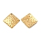 Ion Plating(IP) 304 Stainless Steel Pendants, Textured, Rhombus Charm, Real 18K Gold Plated, 19.5x19.5x2mm, Hole: 1.2mm