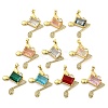 Rack Plating Brass Micro Pave Clear Cubic Zirconia Pendants ZIRC-L100-157G-1