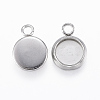 Non-Tarnish 304 Stainless Steel Pendant Cabochon Settings X-STAS-E146-18P-6mm-1