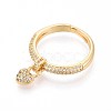 Brass Micro Pave Cubic Zirconia Cuff Rings for Women KK-T071-81G-3