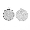 Tibetan Style Alloy Flat Round Pendant Cabochon Settings TIBEP-Q045-068G-AS-RS-2