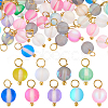 90Pcs 9 Colors Dyed Synthetic Moonstone Round Charms PALLOY-PH01809-1