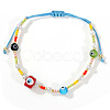 Imitation Pearl Round & Glass Evil Eye Braided Beaded Bracelets CU5744-5