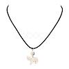 Dyed Synthetic Turquoise Horse Pendant Black Waxed Cord Necklaces NJEW-JN05430-03-2