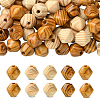 100Pcs 2 Colors Bicone Unfinished Natural Wood Beads WOOD-YW0001-78-1