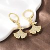 Leaf Brass Micro Pave Clear Cubic Zirconia Hoop Earrings EJEW-B154-01G-3