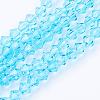Light Sky Blue Glass Bicone Beads Strands X-GLAA-S026-06-1
