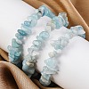 Unisex Chip Natural Aquamarine Beaded Stretch Bracelets BJEW-S143-33-4