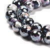 Electroplated Natural Fire Crackle Agate Round Beads Strands G-G0006-A02-09-4