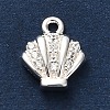 925 Sterling Silver Micro Pave Clear Cubic Zirconia Shell Shaped Charms STER-U009-09S-01-2