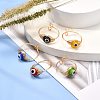 Copper Wire Wrapped Handmade Lampwork Adjustable Rings for Women or Men RJEW-JR00389-3