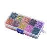 Mixed Baking Paint Crackle Glass & Glass Pearl Bead Sets HY-X0009-4mm-12-4