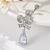 Alloy Crystal Rhinestone Dangle Curved Barbell Belly Rings AJEW-R007-04P-05-3