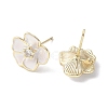 Camellia Brass Enamel Stud Earring Findings EJEW-V002-01G-2
