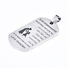 Non-Tarnish 201 Stainless Steel Quote Pendants STAS-T044-231P-3
