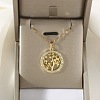 Brass Micro Pave Clear Cubic Zirconia Tree of Life Pendants NJEW-H066-01G-G-1