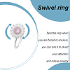 8Pcs 8 Style Flower & Butterfly & Diamond Rhinestone Rotating Open Cuff Rings Set with Glass RJEW-AN0001-12-7