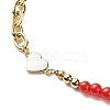 Natural Mixed Gemstone Beaded Necklace with Enamel Heart NJEW-JN04085-4