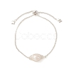 Natural Pearl Link Slider Bracelet BJEW-JB09449-01-2