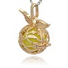 Golden Tone Brass Cage Pendants KK-J213-12G-3