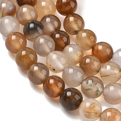 Dyed Natural Agate Round Beads Strands X-G-E321B-8mm-01-1