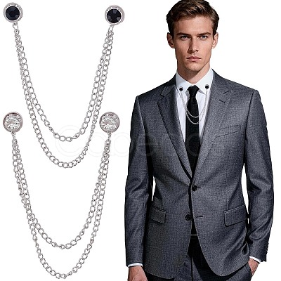 2Pcs 2 Colors Flat Round Zinc Alloy Rhinestone Lapel Pin Backs JEWB-CP0001-51-1