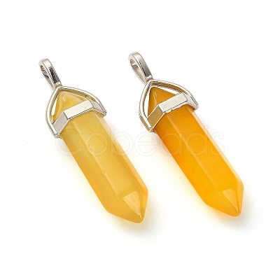 2Pcs Natural Agate Dyed Double Terminated Pointed Pendants G-YW0002-05D-1