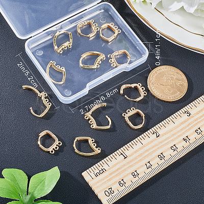 16Pcs 2 Styles Brass Huggie Hoop Earring Findings KK-BBC0008-52-1