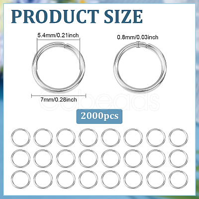 2000Pcs 304 Stainless Steel Jump Rings STAS-ME0003-49-1