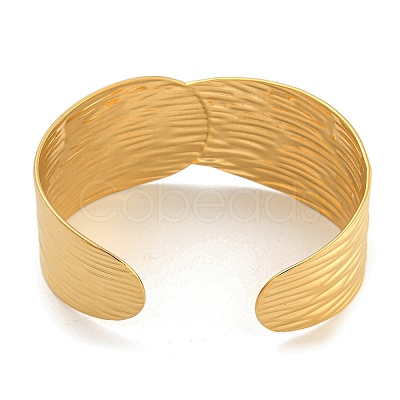 Real 18K Gold Plated 304 Stainless Steel Cuff Bangles BJEW-L695-001G-01-1