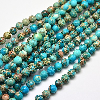 Natural Imperial Jasper Round Bead Strands X-G-I103-6mm-03-1