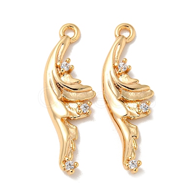 Brass Micro Pave Clear Cubic Zirconia Pendants KK-K378-18G-1