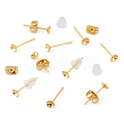 50Pcs Brass Earring Settings KK-TA0008-38C-1