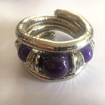 Alloy & Iron & Resin Round Beaded Bangles for Women FS-WG7222A-16-1